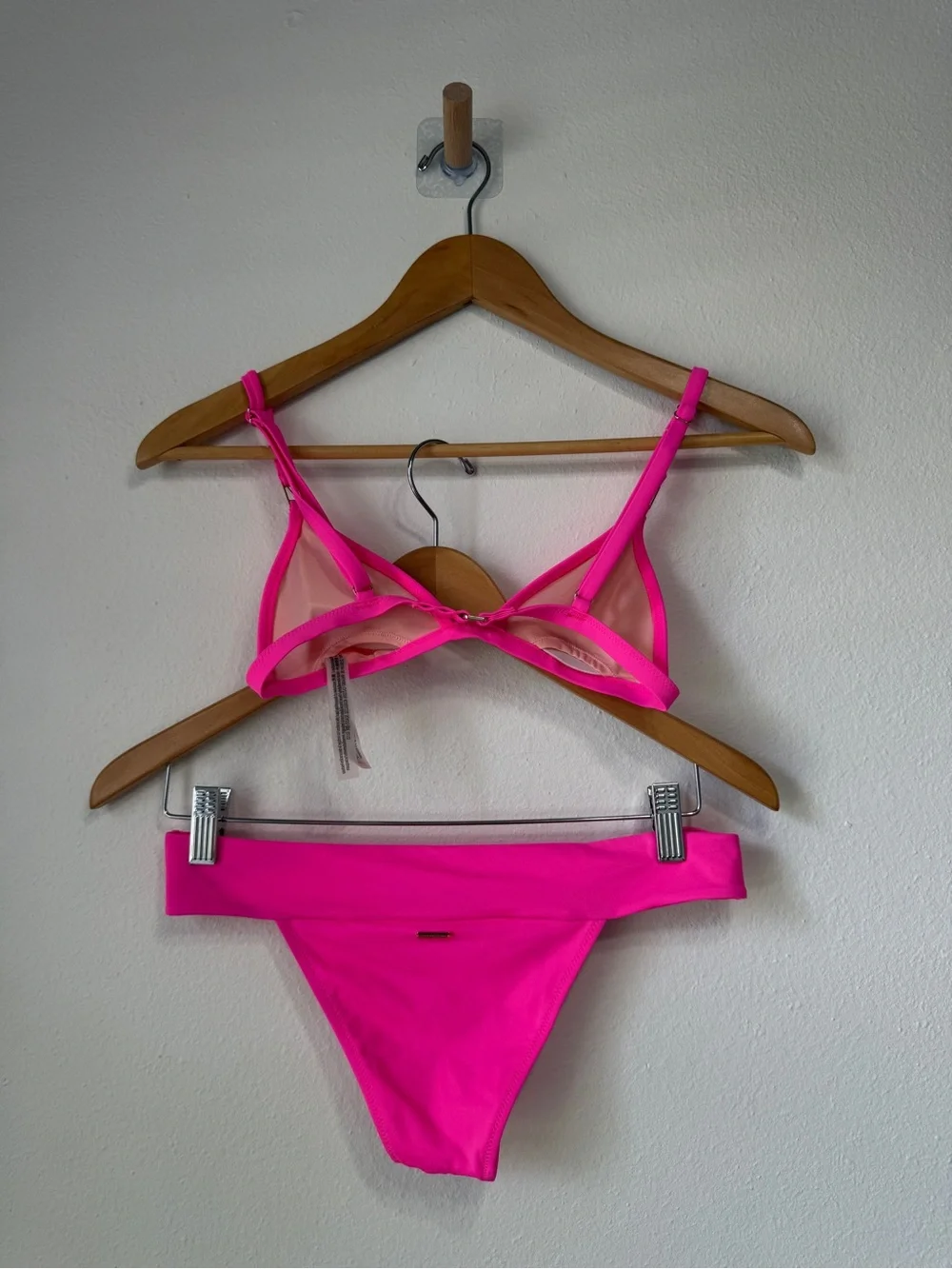 Victoria’s Secret Neon Pink Bikini Set Triangle Top XS Bottom Small